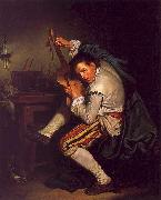 Jean Baptiste Greuze The Guitarist oil